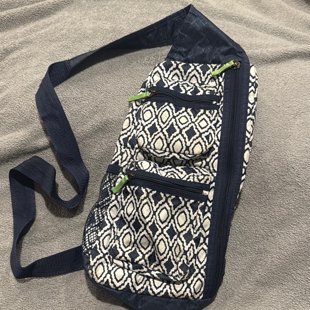 Thirty-One Navy and White sling Bag